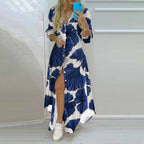 Vestido Longo com Estampado e Abertura Lateral - Veron&Co