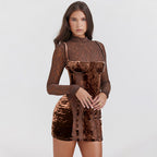 Vestido em Veludo com Alças Finas - Veron&Co