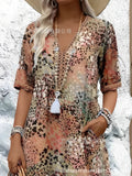 Vestido Longo em Renda com Decote em V e Manga Curta - Veron&Co
