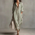 Vestido com Riscas e Corte Camiseiro - Veron&Co