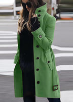 Wool Coat with Buttons and Classic Collar