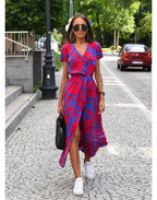 Vestido com Estampado e Decote em V - Veron&Co
