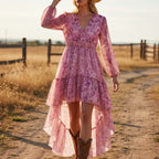 Vestido com Corte Assimétrico e Estampado - Veron&Co