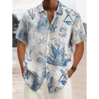 Camisa Estampada Tropical de Manga Curta Veron&Co, em uso