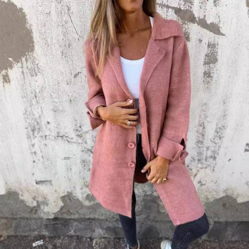 Midi Coat with Lapels and Pockets