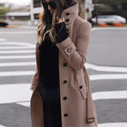 Wool Coat with Buttons and Classic Collar