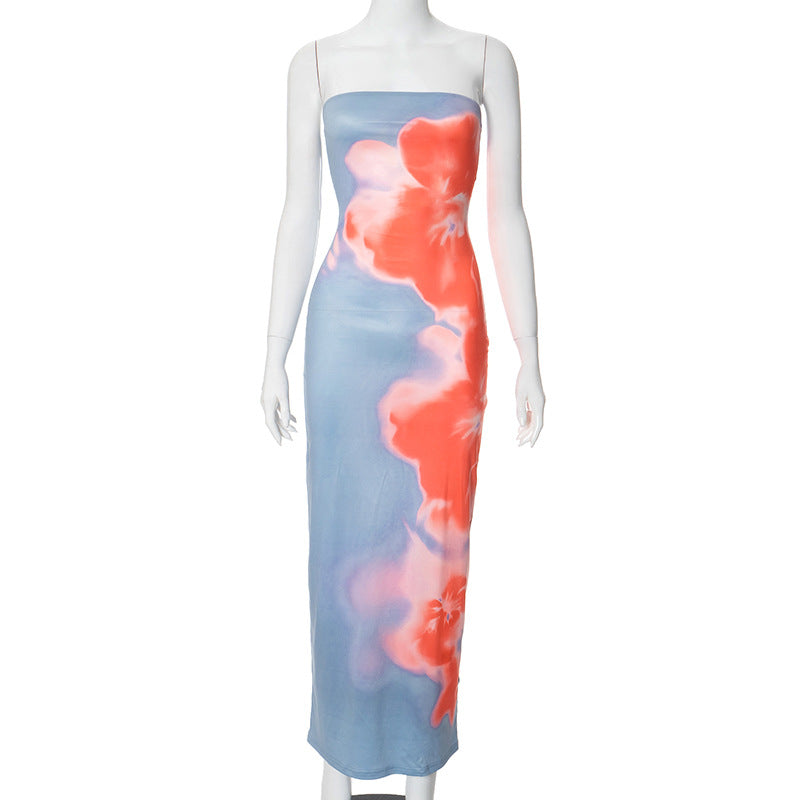 Vestido com Estampado e Abertura Lateral - Veron&Co