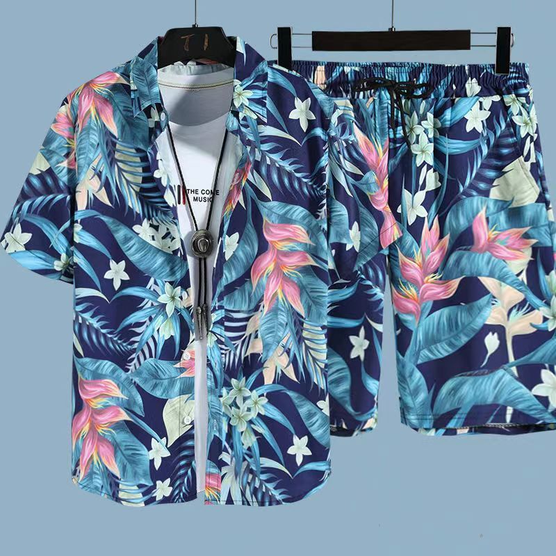 Conjunto Havaiano Floral Camisa e Calção Veron&Co, vista lateral
