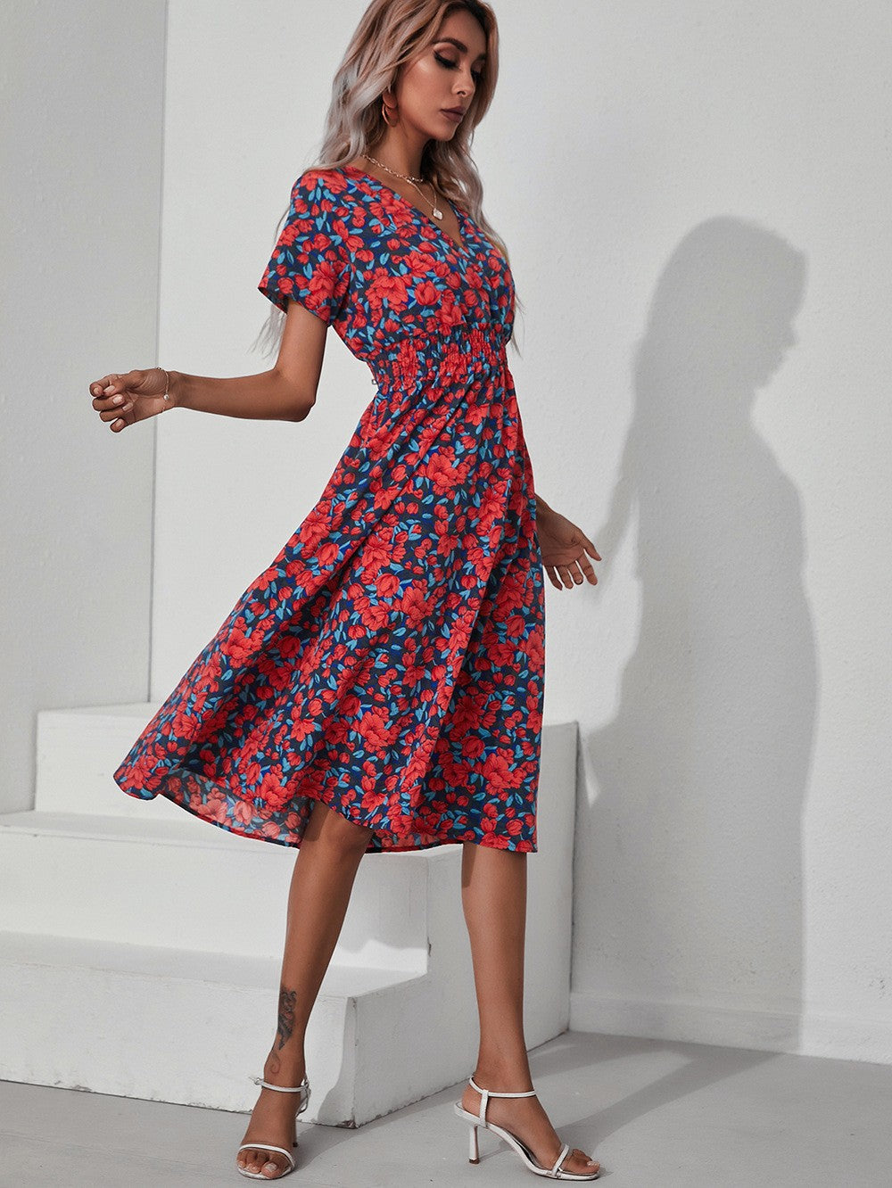 Vestido com Estampado Floral e Estampado - Veron&Co