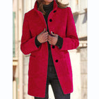 Retro High-Neck Wool Coat
