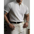 Polo Tricot com Fecho e Textura Canelada Veron&Co, imagem de conjunto