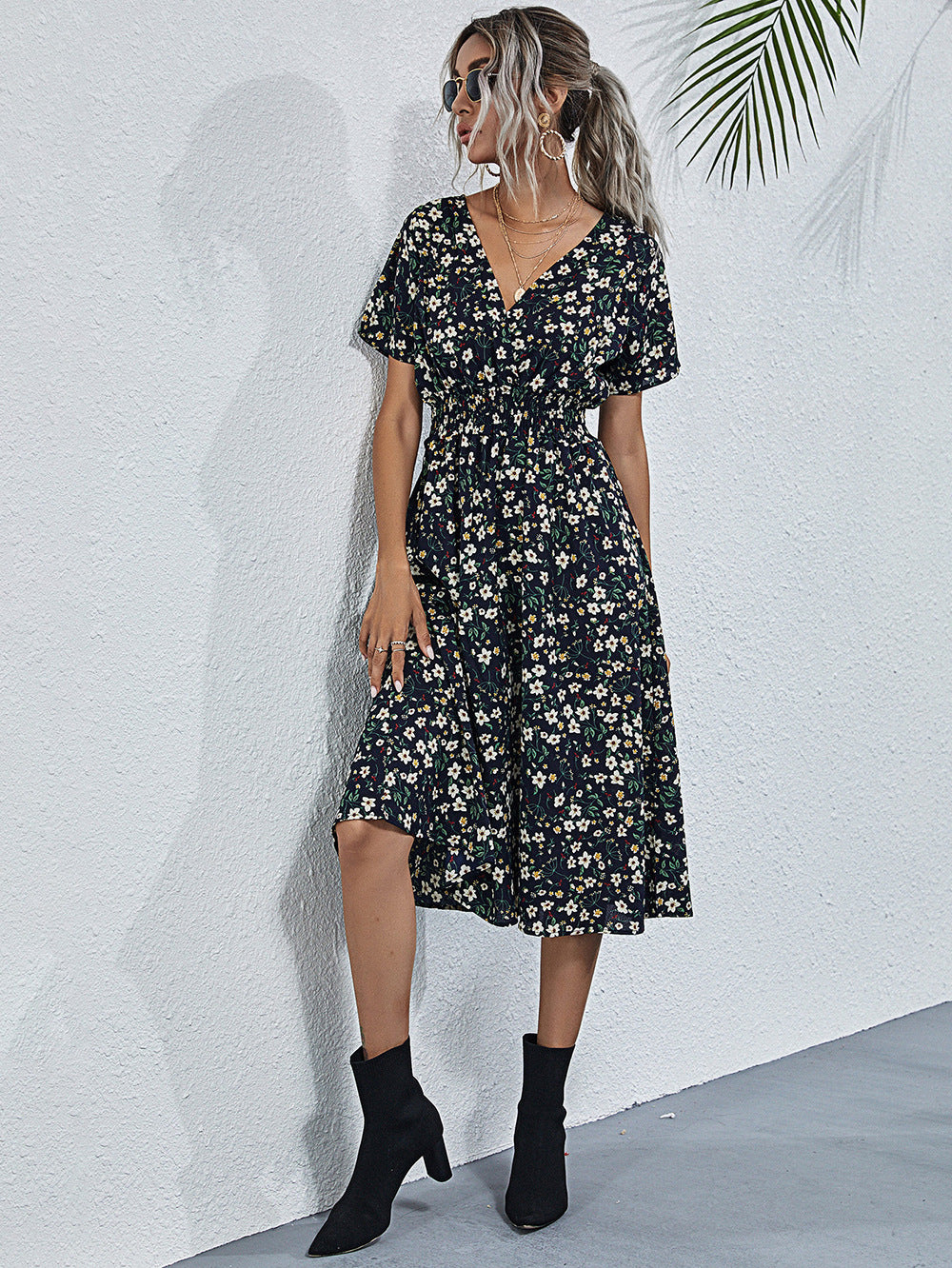 Vestido com Estampado Floral e Estampado - Veron&Co