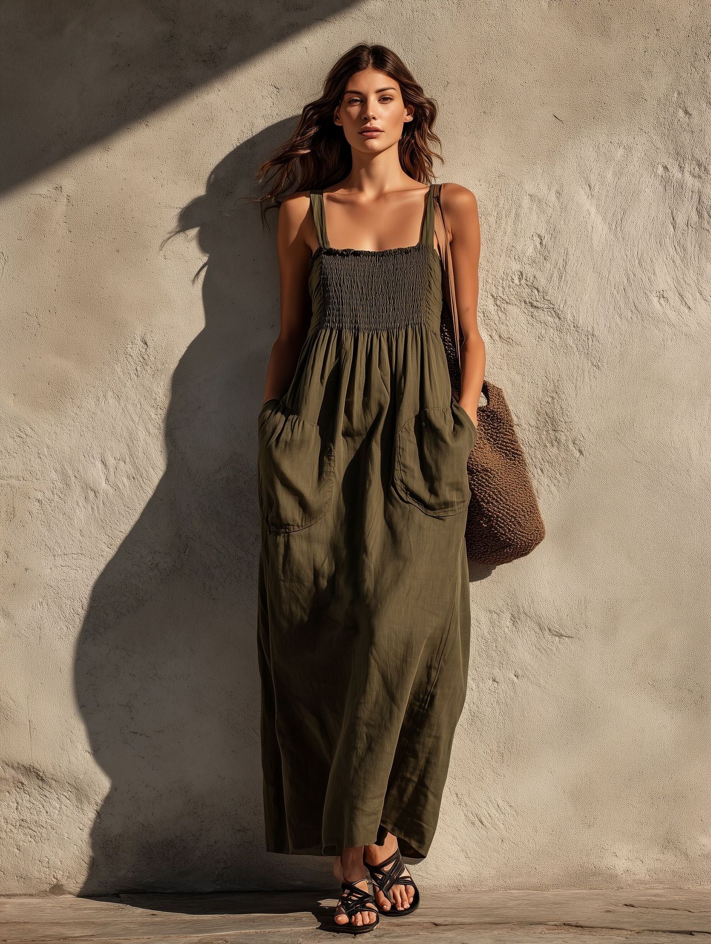 Vestido Longo em Algodão com Alças Finas - Veron&Co
