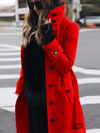 Wool Coat with Buttons and Classic Collar