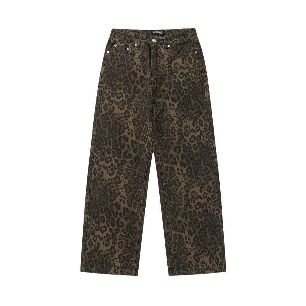Animal-Print Straight-Leg Jeans