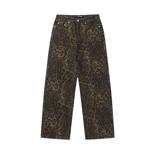 Calças Ganga Animal Print Straight Leg