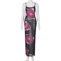 Vestido em Tule com Estampado e Costas Nuas - Veron&Co