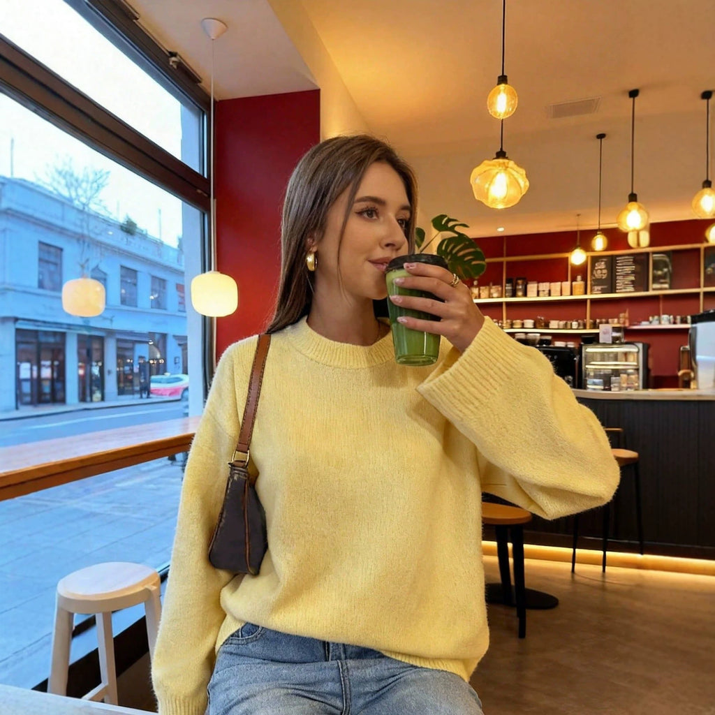 Light Yellow Round-Neck Sweater