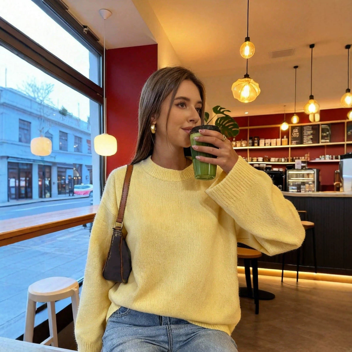 Light Yellow Round-Neck Sweater