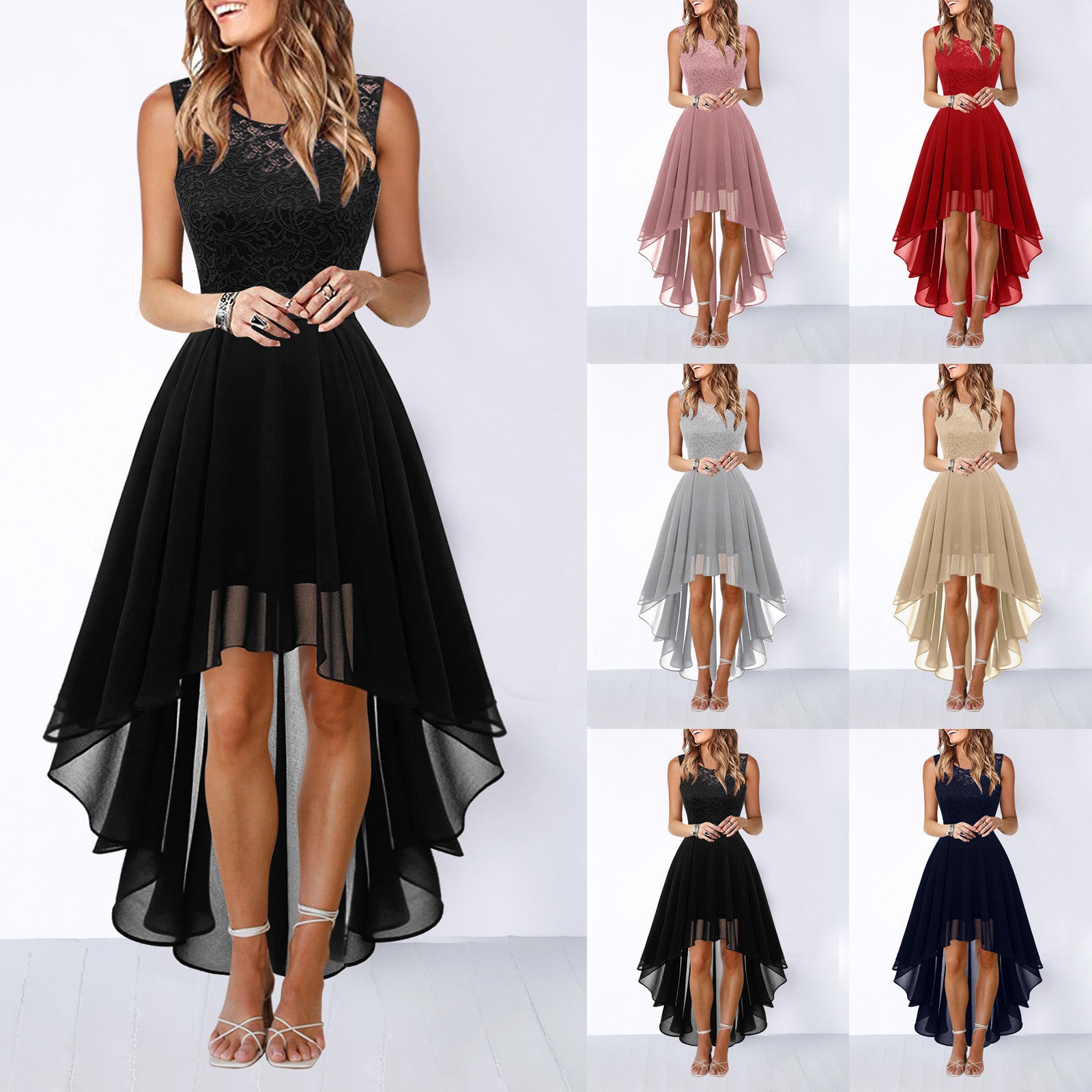 Vestido em Chiffon com Recortes Vazados - Veron&Co