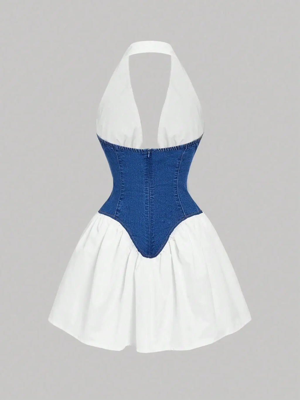 Vestido Curto em Ganga com Costas Nuas - Veron&Co