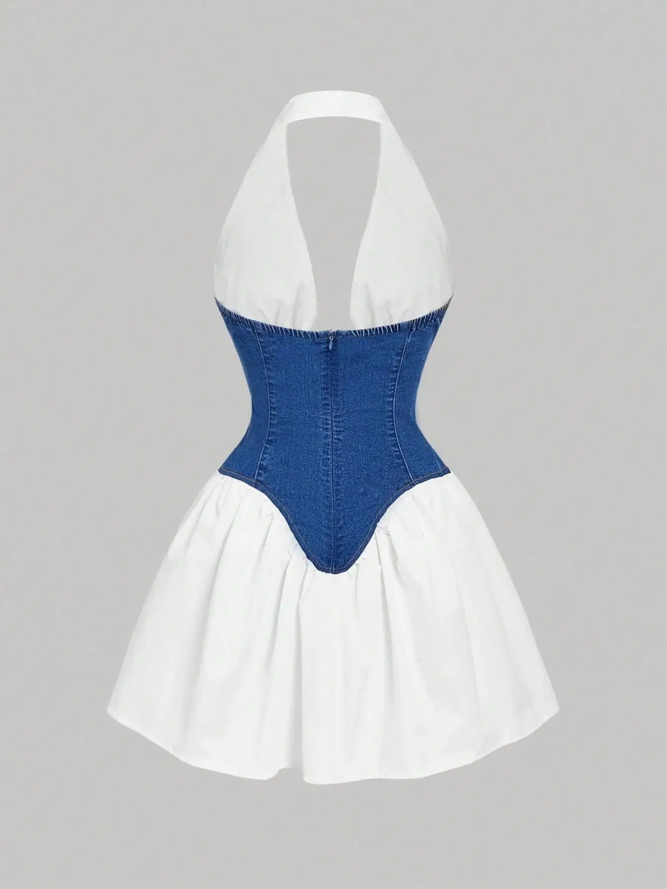 Vestido Curto em Ganga com Costas Nuas - Veron&Co