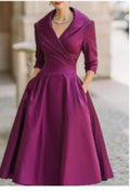 Vestido Midi com Decote em V e Bolsos - Veron&Co