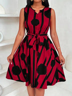 Vestido Mini Estampado em Vermelho e Preto - Veron&Co
