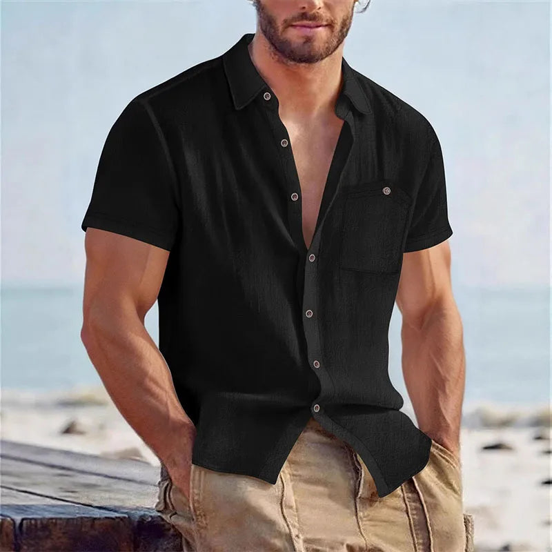 Short-Sleeved Linen Shirt