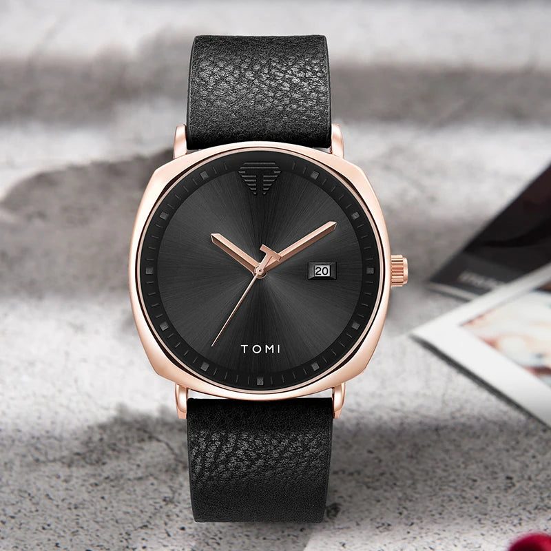 Relógio Minimalista com Bracelete em Pele - uso