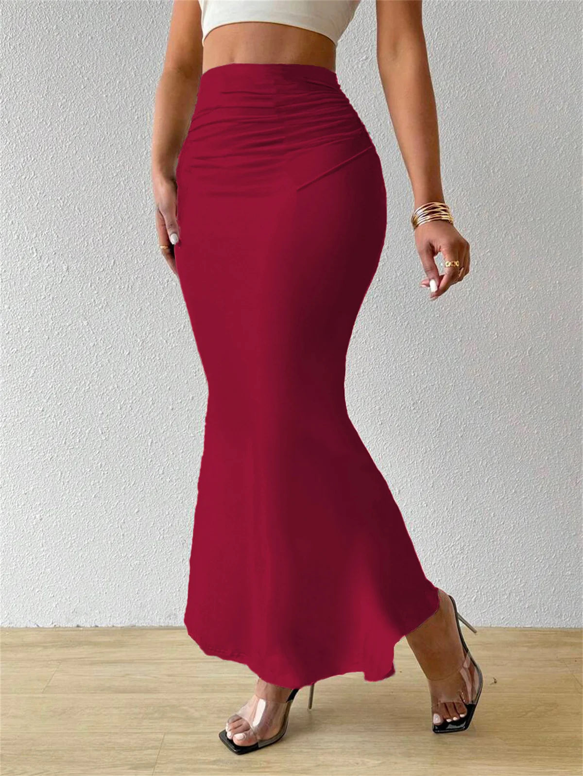 Saia Midi com Pregas e Corte Justo - Veron&Co