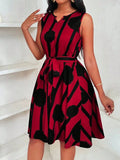 Vestido Mini Estampado em Vermelho e Preto - Veron&Co