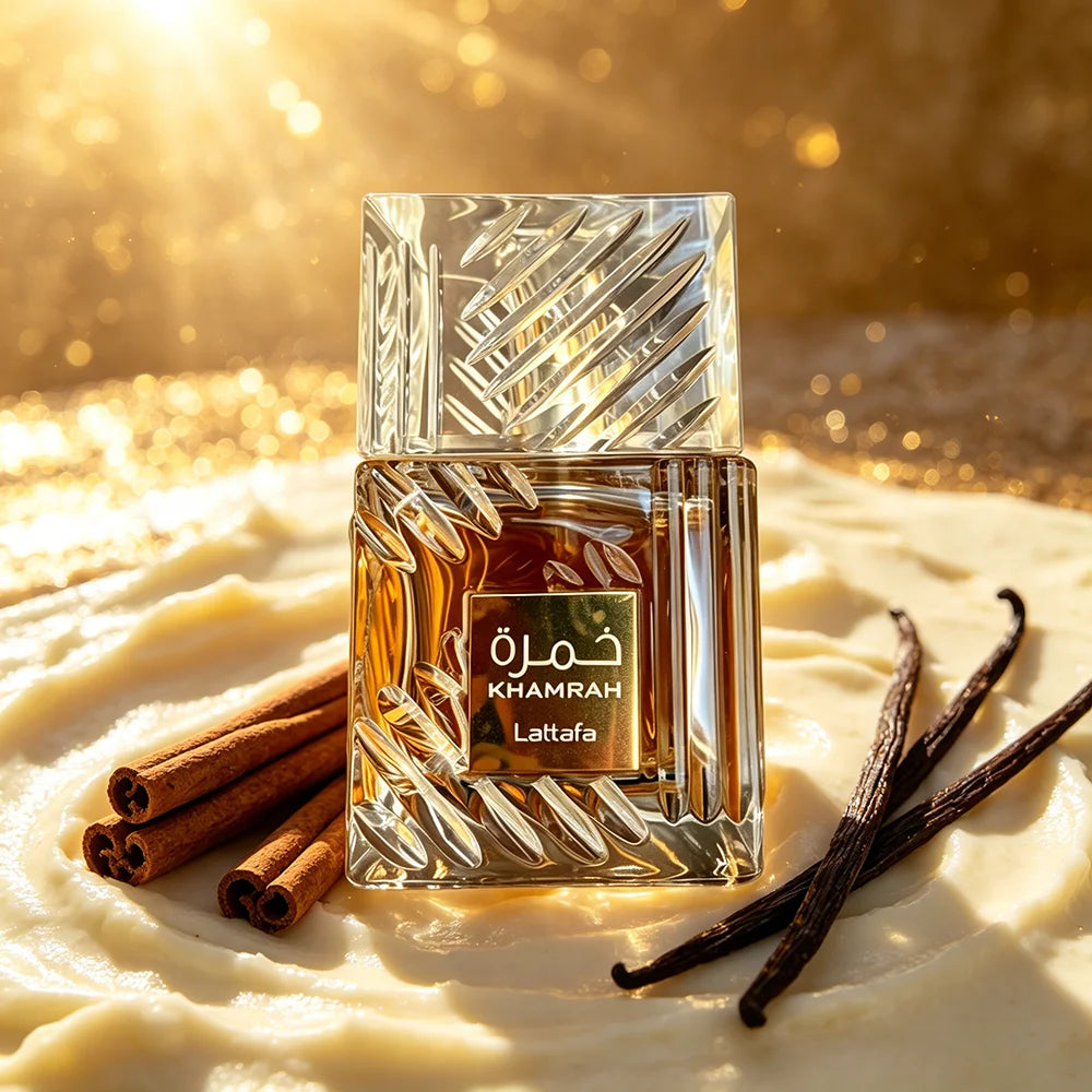 Eau de parfum Lattafa Khamrah 100ml, imagem de conjunto