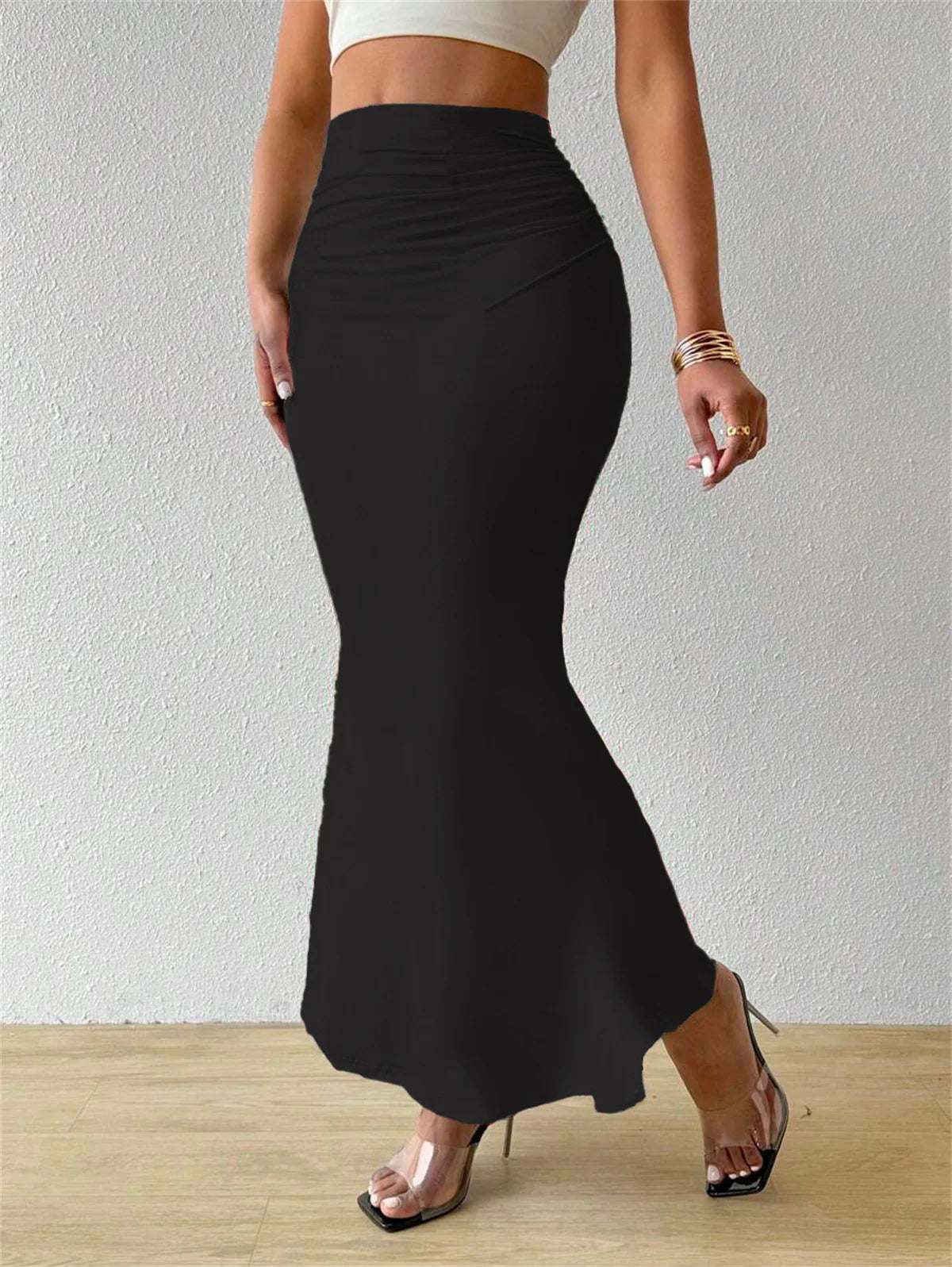 Saia Midi com Pregas e Corte Justo - Veron&Co