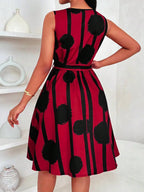 Vestido Mini Estampado em Vermelho e Preto - Veron&Co