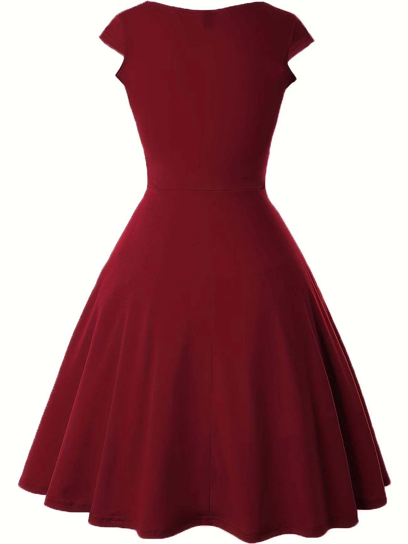 Vestido Midi com Decote Redondo e Corte Evasê - Veron&Co