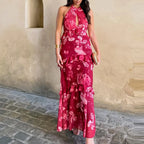 Vestido Longo com Recortes Vazados e Folhos - Veron&Co