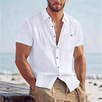 Camisa em Linho de Manga Curta Veron&Co, detalhe final