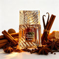 Frasco de eau de parfum Lattafa Khamrah 100ml, vista frontal