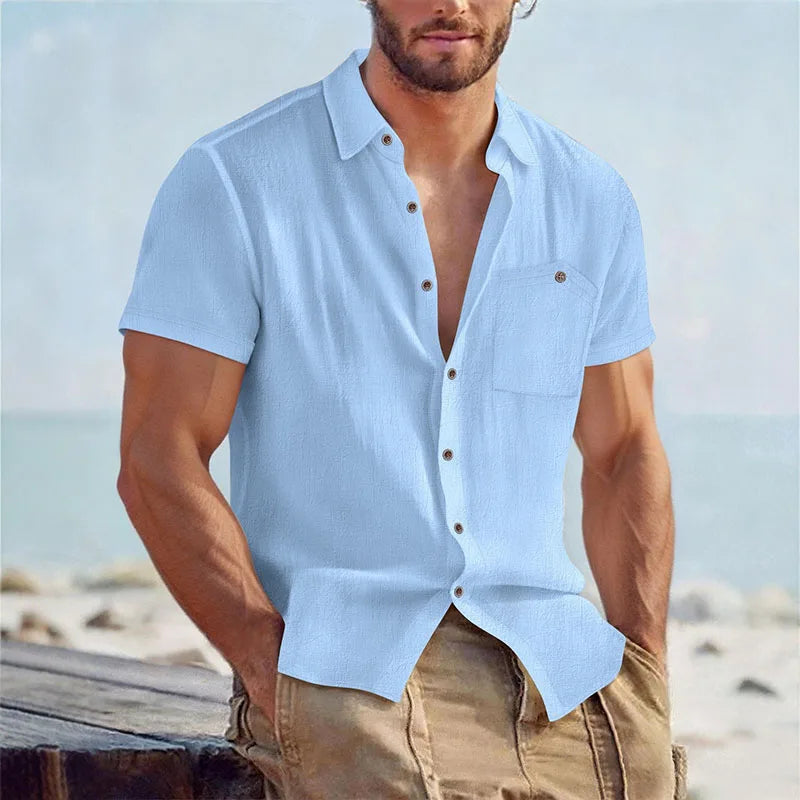 Camisa em Linho de Manga Curta Veron&Co, ângulo alternativo