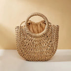 Bolsa Meia-Lua em Palha Entrançada - interior