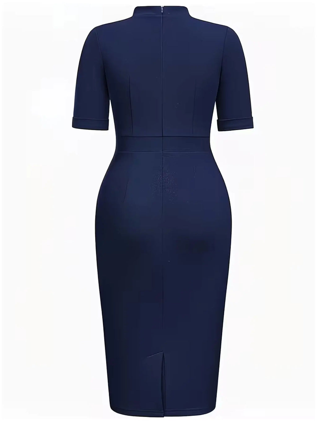 Vestido Justo com Gola Alta e Botões Dourados - Veron&Co