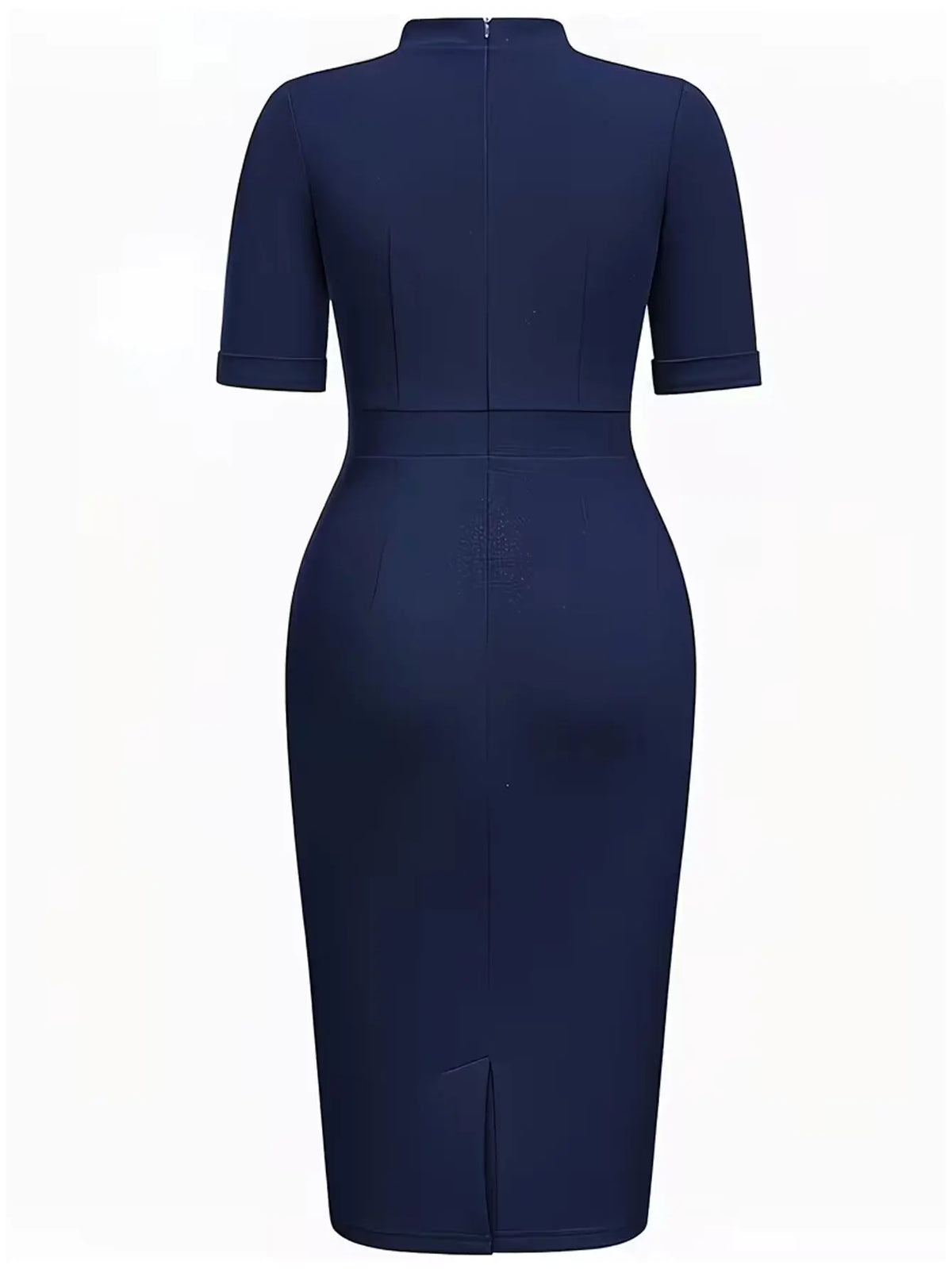 Vestido Justo com Gola Alta e Botões Dourados - Veron&Co